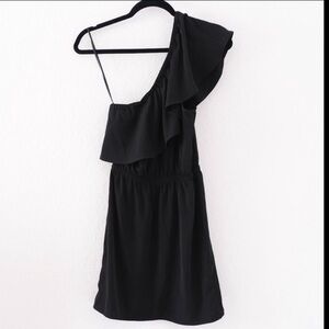 NWOT EXPRESS One Shoulder Mini Flutter Black Dress Size XS Boho